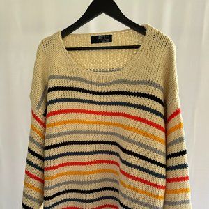 Dressed in LALA - Oversized Striped Pullover Sweater - Large
